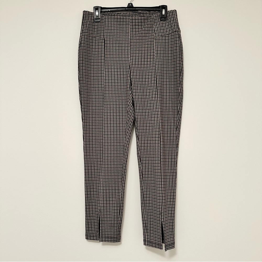 Zac & Rachel Black, Brown and White Pull On Ankle Pants Houndstooth Women's Med